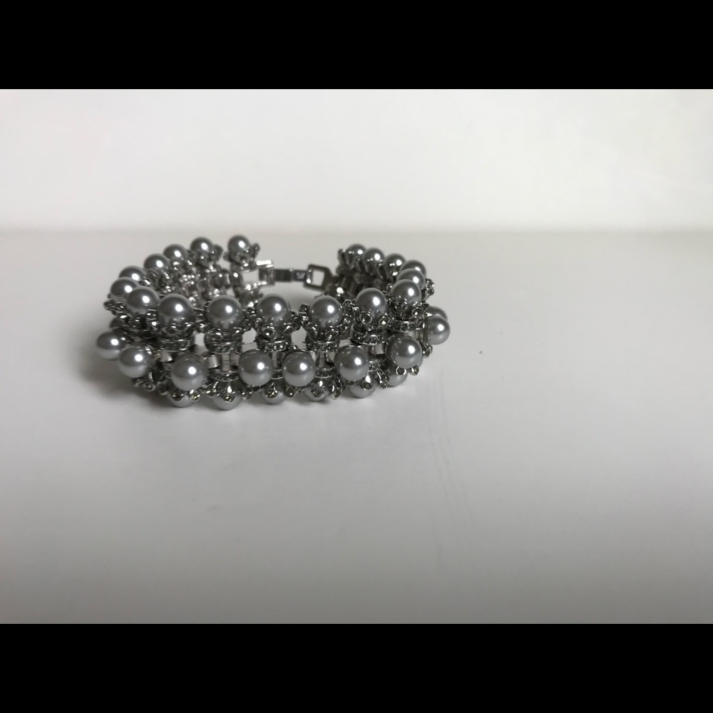 Banana Republic silver and faux pearl bracelet.